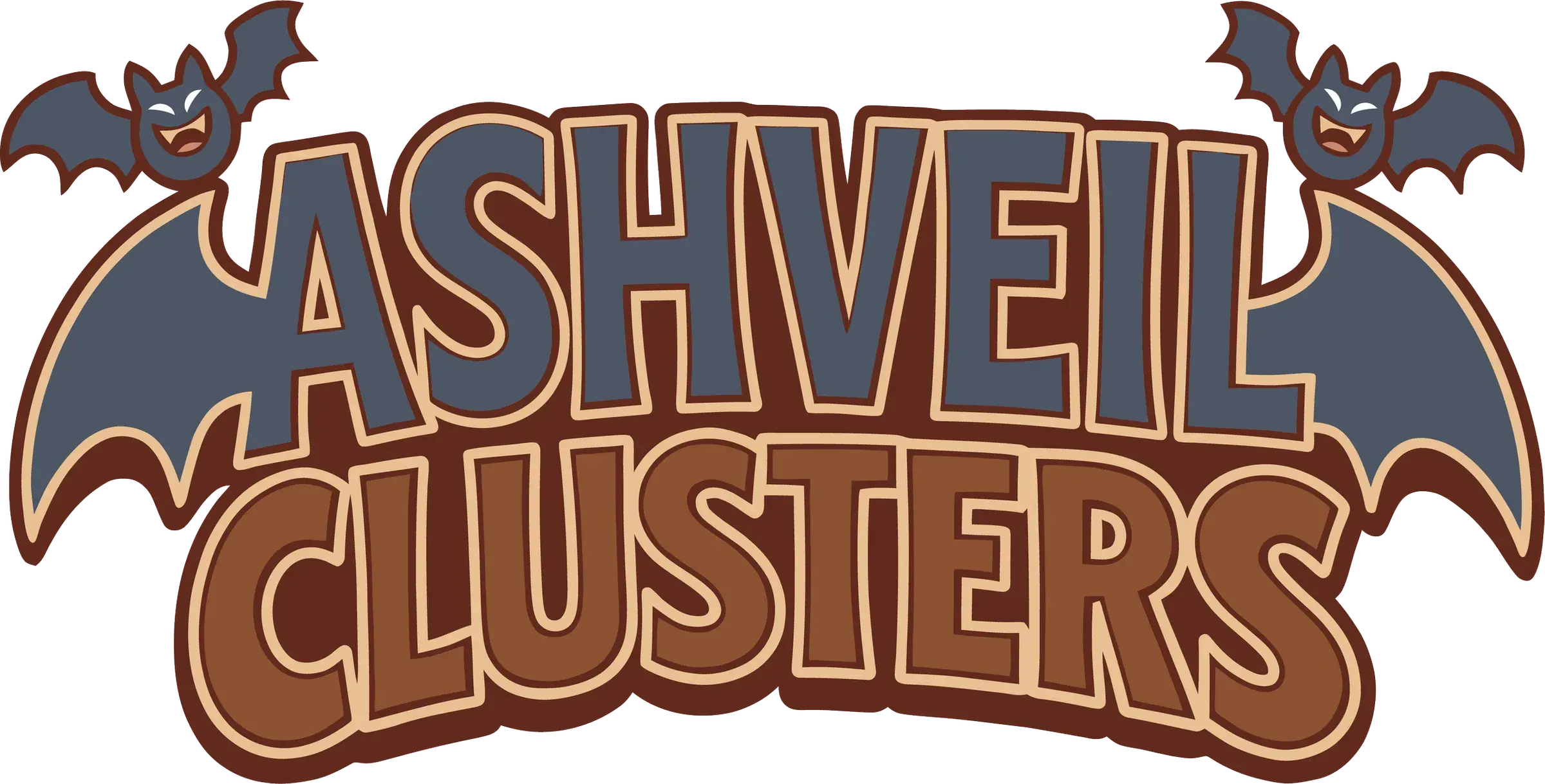 Ashveil Clusters wordmark with bat wings.